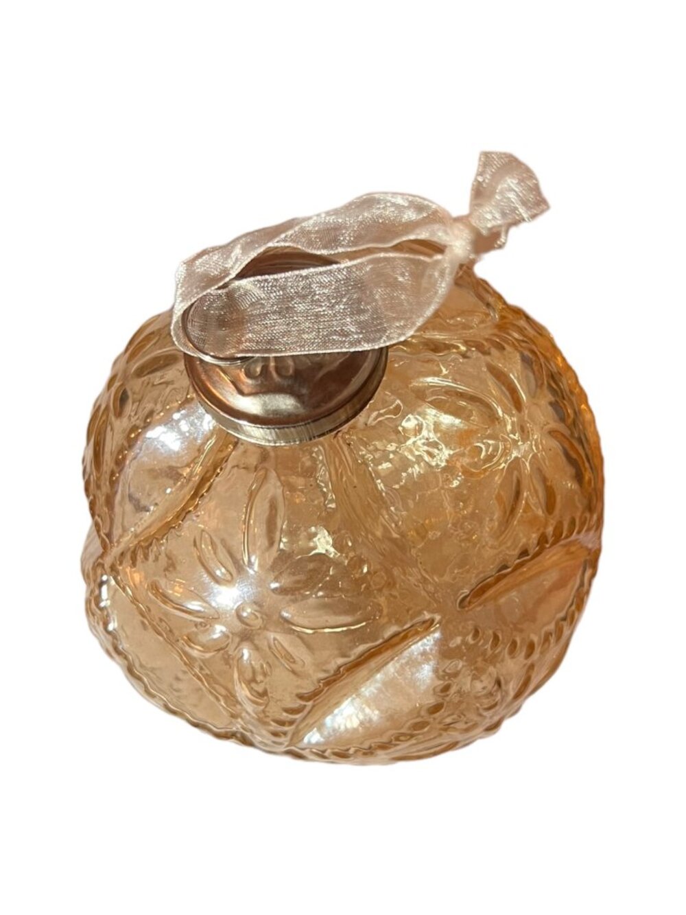 Vintage Champagne Glass Ball Ornament Geometric Starburst 4 Inch